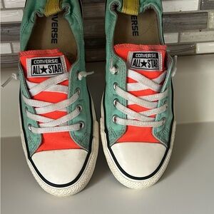 Converse All Star Mint Green and Deep Orange Low Top Sneakers